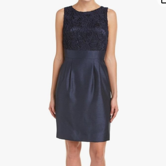 Tahari ASL Sleeveless Sheath Cocktail Dress Navy Blue 6 NWT Feminine Cocktail - Picture 1 of 15